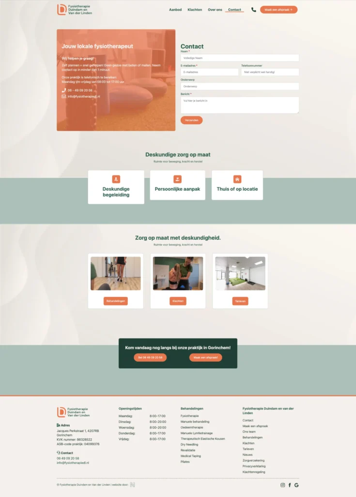 Website - Contact - Fysiotherapie Duindam en van der Linden